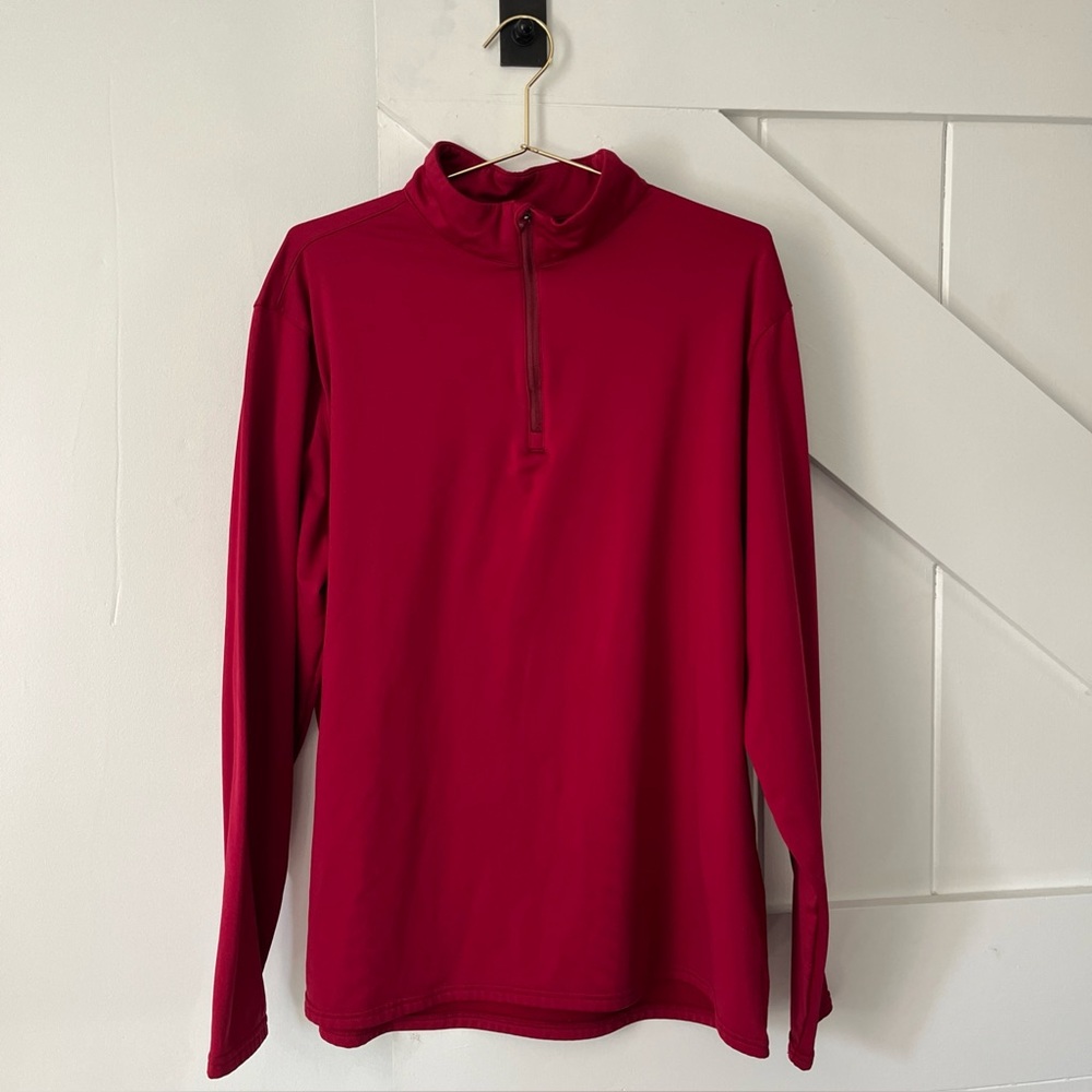 TSLA Mens Quarter 1/4 Zip Performance Pullover Shirt Red Size XL Fleece Lined
